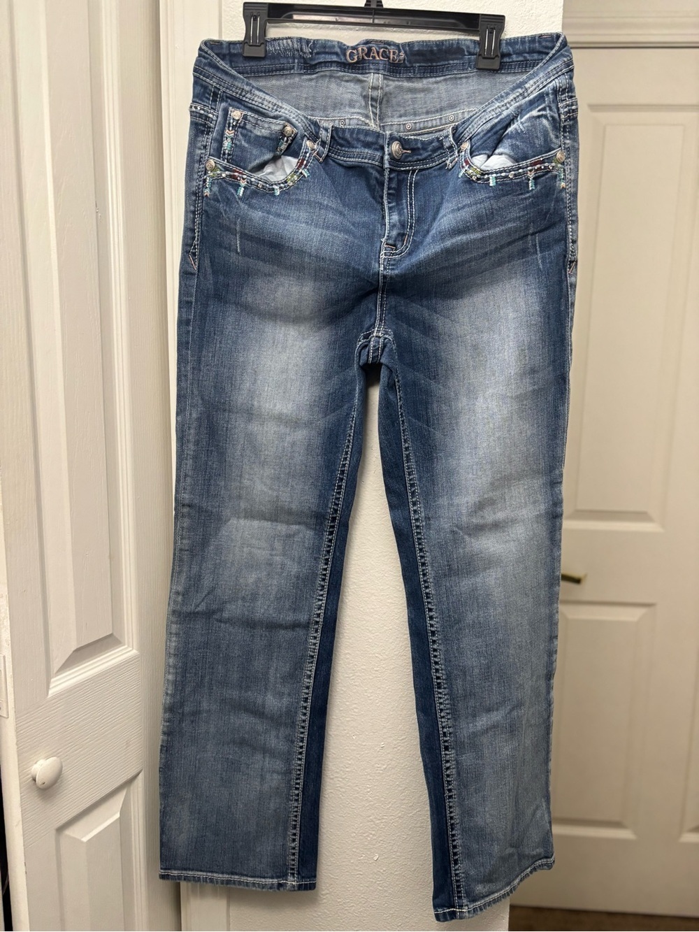 Women Grace Light Blue Embellished Denim Jeans